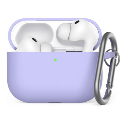Чохол силіконовий з карабіном для Airpods Pro 3 Світло-фіолетовий