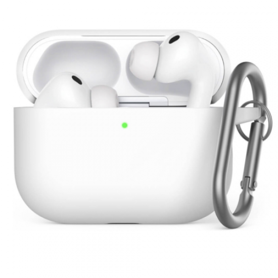 Чохол силіконовий з карабіном для Apple Airpods Pro 2 Білий