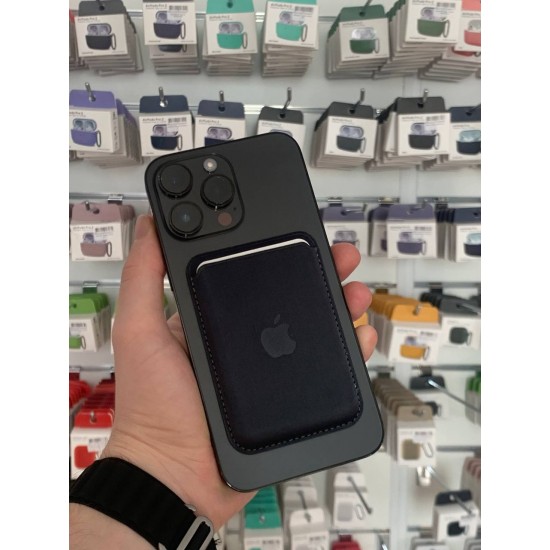 Тонкий шкіряний гаманець Magsafe на 3 карти Чорний