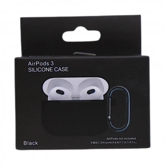 Чехол силиконовый для беспроводных наушников Apple AirPods с карабином Чёрный