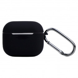 Чехол силиконовый для беспроводных наушников Apple AirPods с карабином Чёрный 