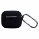 Чехол силиконовый для беспроводных наушников Apple AirPods с карабином Чёрный