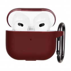 Чохол силіконовий для бездротових навушників Apple AirPods 3 з карабіном Бордо