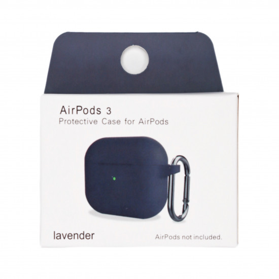 Чохол силіконовий для бездротових навушників Apple AirPods 3 з карабіном Лавандовий