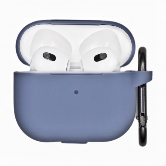 Чохол силіконовий для бездротових навушників Apple AirPods 3 з карабіном Лавандовий