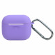 Чехол силиконовый для беспроводных наушников Apple AirPods с карабином Светло-фиолетовый