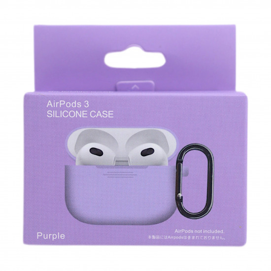 Чехол силиконовый для беспроводных наушников Apple AirPods с карабином Светло-фиолетовый