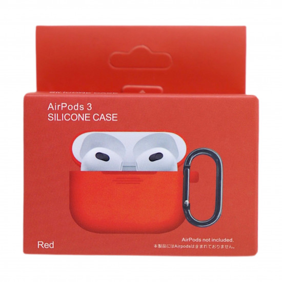 Чохол силіконовий для бездротових навушників Apple AirPods 3 з карабіном Червоний