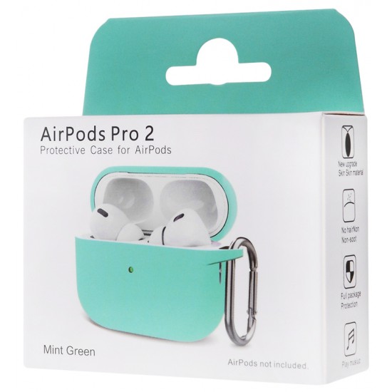 Чехол силиконовый карабином для Airpods Pro 2 Бирюзовый