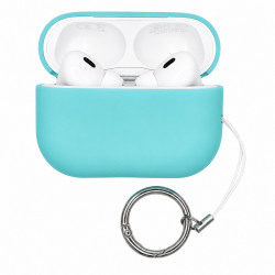 Чохол силіконовий з карабіном кільце для Apple Airpods Pro 2 Бірюзовий