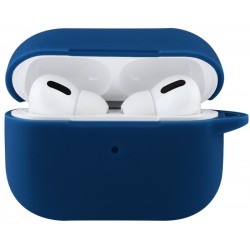 Чехол силиконовый с карабином для Apple Airpods Pro Темно-синий