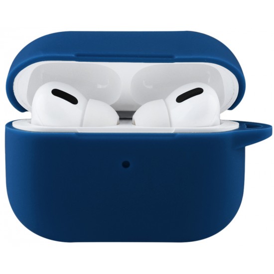 Чехол силиконовый с карабином для Apple Airpods Pro Темно-синий