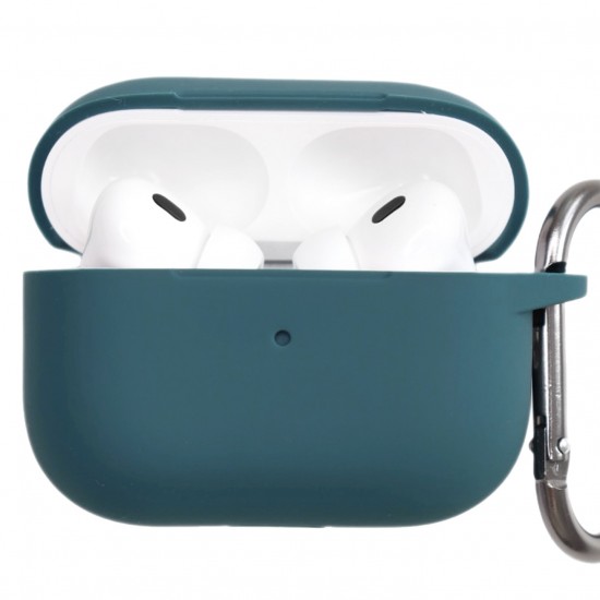 Чехол силиконовый с карабином для Apple Airpods Pro 2 Темно-зеленый