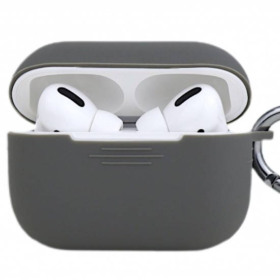 Чохол силіконовий з карабіном для Apple Airpods Pro Сірий