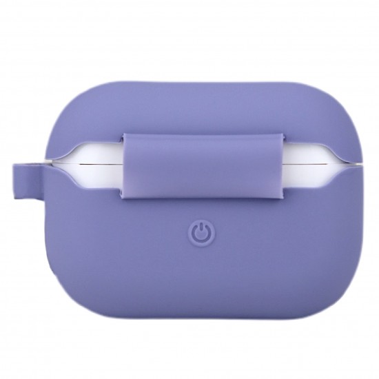 Чехол силиконовый с карабином дляAirpods Pro 2 Лавандовый серый