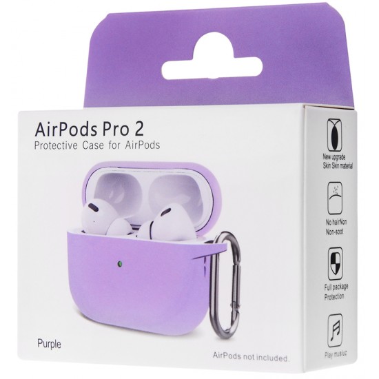 Чохол силіконовий з карабіном для Airpods Pro 2 Світло-фіолетовий