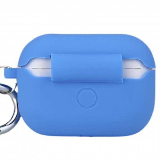 Чехол силиконовый с карабином для Apple Airpods Pro Голубой