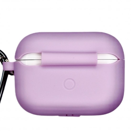 Чехол силиконовый с карабином для Apple Airpods Pro Lilac
