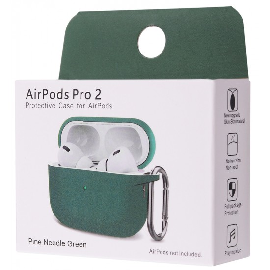 Чехол силиконовый с карабином для Apple Airpods Pro Зеленый (хвоя)
