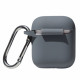 Чехол силиконовый для беспроводных наушников Apple AirPods с карабином Advanced Ash