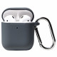 Чехол силиконовый для беспроводных наушников Apple AirPods с карабином Advanced Ash