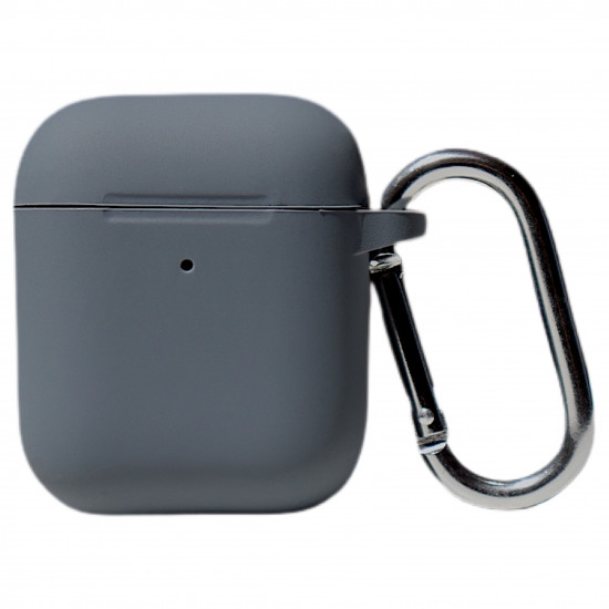 Чехол силиконовый для беспроводных наушников Apple AirPods с карабином Advanced Ash