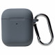 Чехол силиконовый для беспроводных наушников Apple AirPods с карабином Advanced Ash