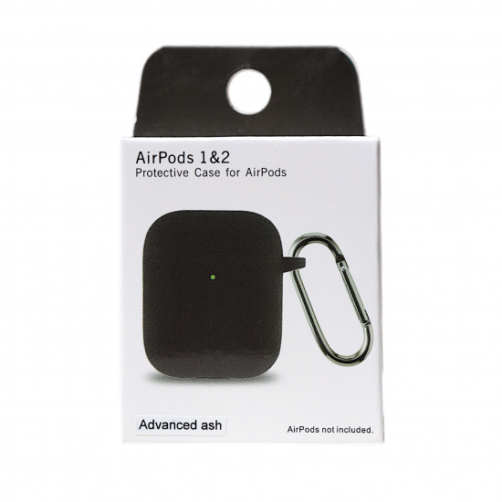 Чехол силиконовый для беспроводных наушников Apple AirPods с карабином Advanced Ash