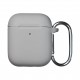 Чехол силиконовый для беспроводных наушников Apple AirPods с карабином Светло-серый