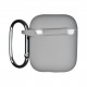 Чехол силиконовый для беспроводных наушников Apple AirPods с карабином Светло-серый