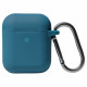 Чохол силіконовий для бездротових навушників Apple AirPods з карабіном Lake Blue