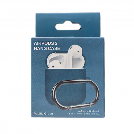 Чохол силіконовий для бездротових навушників Apple AirPods з карабіном Lake Blue