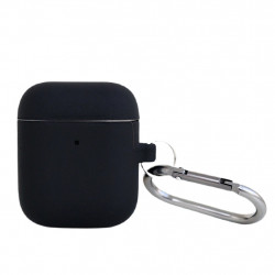 Чехол силиконовый для беспроводных наушников Apple AirPods с карабином Черный