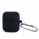 Чехол силиконовый для беспроводных наушников Apple AirPods с карабином Черный
