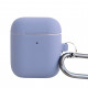 Чехол силиконовый для беспроводных наушников Apple AirPods с карабином Лавандовый серый
