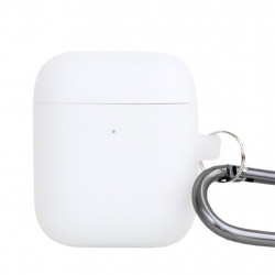 Чехол силиконовый для беспроводных наушников Apple AirPods с карабином Неоновый