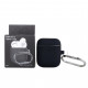 Чехол силиконовый для беспроводных наушников Apple AirPods с карабином Черный