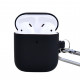 Чехол силиконовый для беспроводных наушников Apple AirPods с карабином Черный