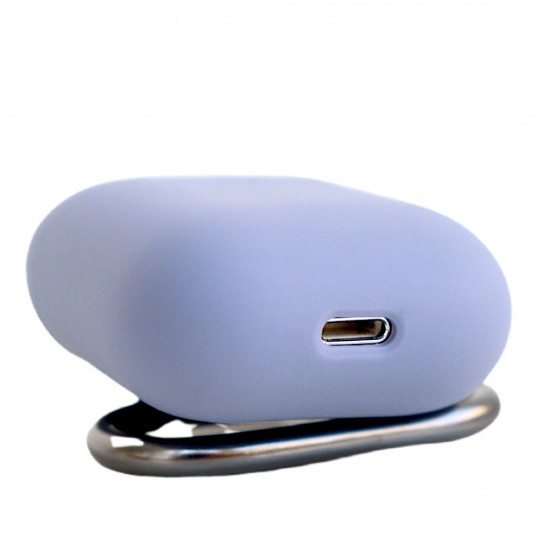 Чехол силиконовый для беспроводных наушников Apple AirPods с карабином Лавандовый серый