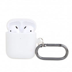Чехол силиконовый для беспроводных наушников Apple AirPods с карабином Неоновый
