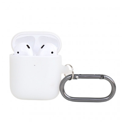 Чохол силіконовий для бездротових навушників Apple AirPods з карабіном Неоновий