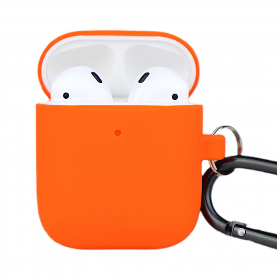 Чохол силіконовий для бездротових навушників Apple AirPods з карабіном Hermes