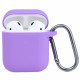 Чехол силиконовый для беспроводных наушников Apple AirPods с карабином Светло-фиолетовый12