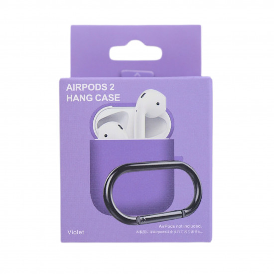 Чехол силиконовый для беспроводных наушников Apple AirPods с карабином Светло-фиолетовый12