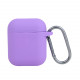 Чехол силиконовый для беспроводных наушников Apple AirPods с карабином Светло-фиолетовый12