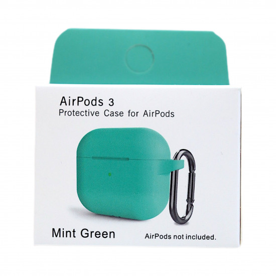 Чохол силіконовий для бездротових навушників Apple AirPods 3 з карабіном Бірюзовий