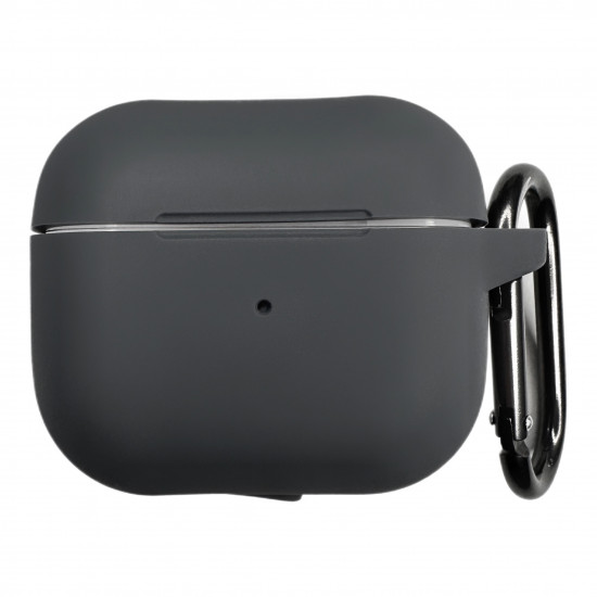 Чохол силіконовий для бездротових навушників Apple AirPods 3 з карабіном Темно-сірий