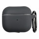 Чохол силіконовий для бездротових навушників Apple AirPods 3 з карабіном Темно-сірий