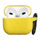 Чехол силиконовый для беспроводных наушников Apple AirPods с карабином Желтый