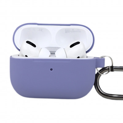 Чохол силіконовий з карабіном для Apple Airpods Pro Лавандовий
